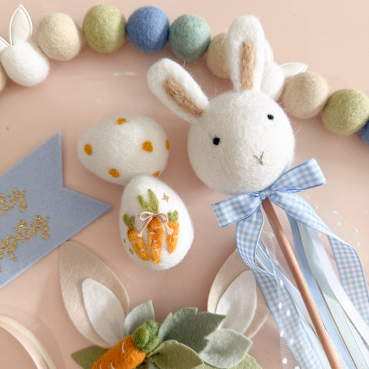 Bunny Wand - Blue Gingham Bow