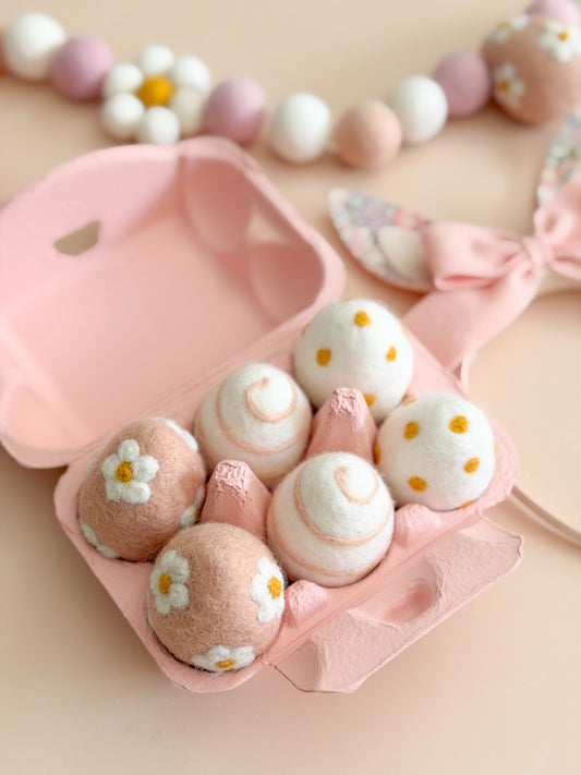 decorative wool felted eggs in egg carton
