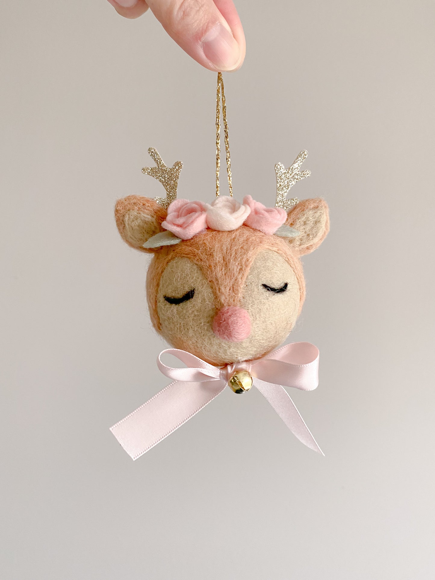 Personalised Christmas Ornament - Reindeer with Pink Nose