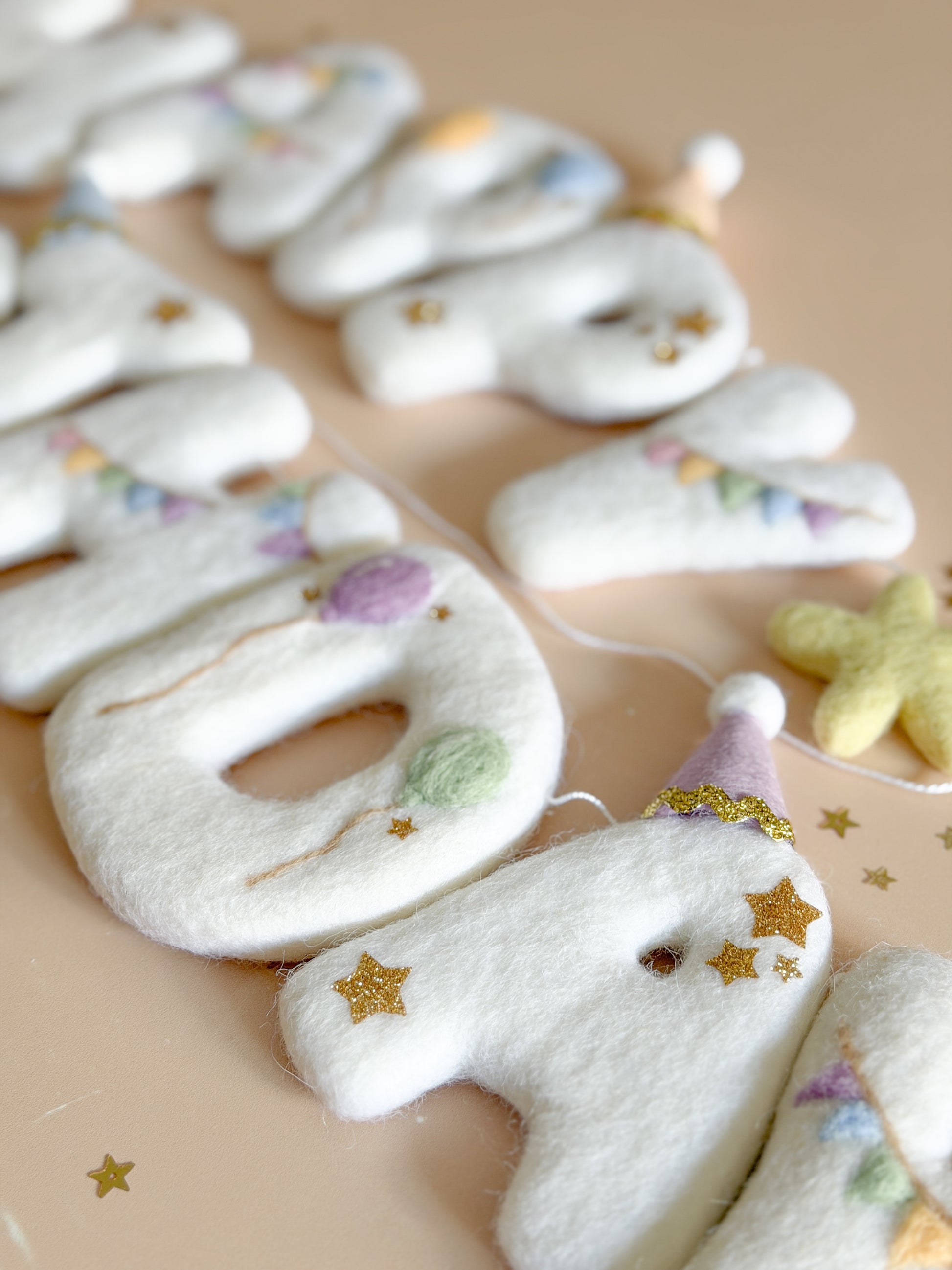handmade wool felt happy birthday letter garland