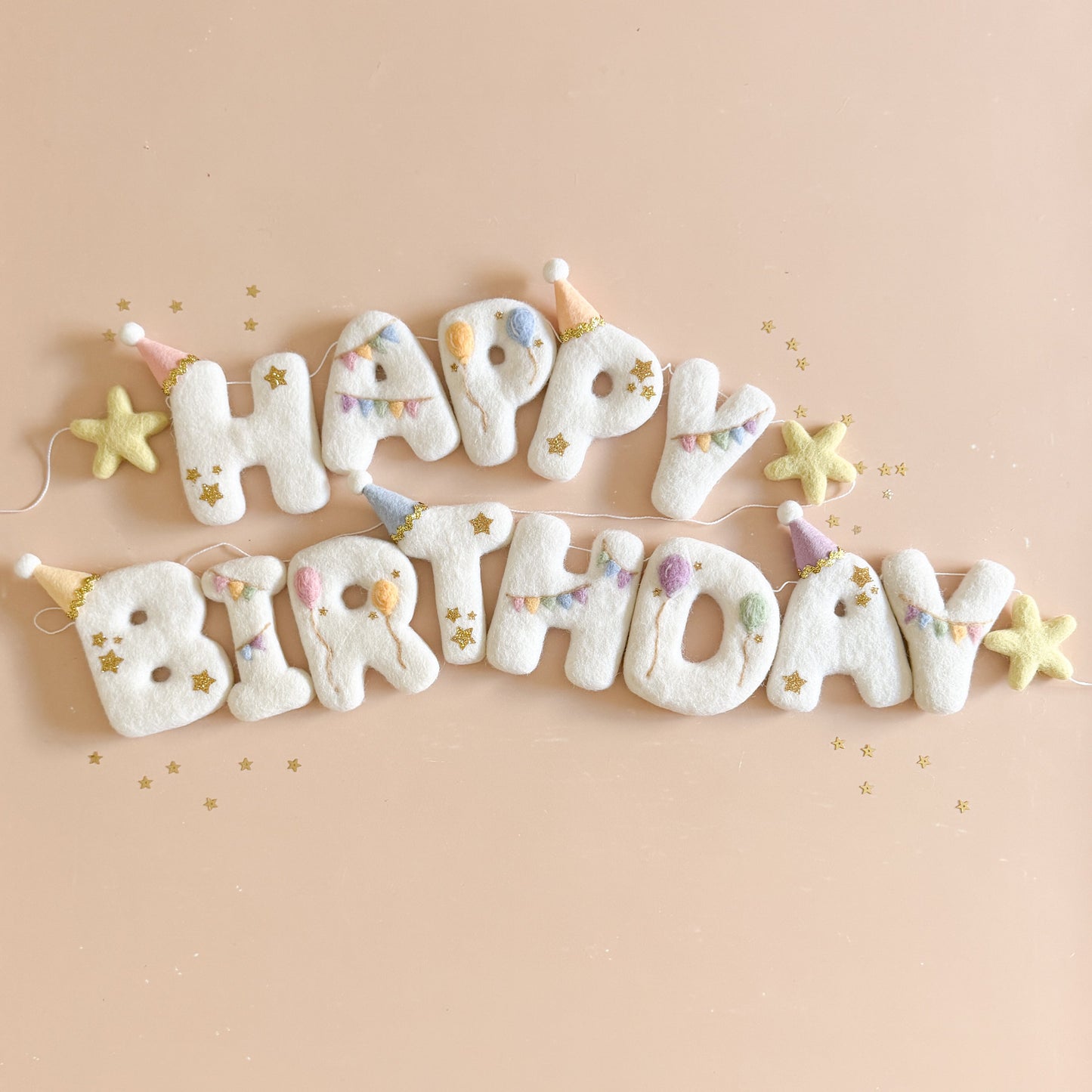 handmade wool felt happy birthday letter garland