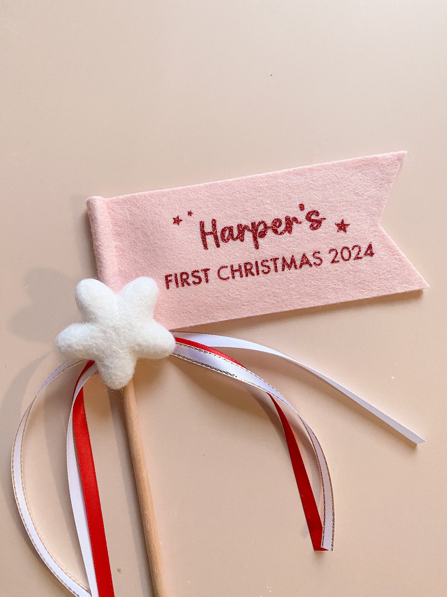 Personalised First Christmas Flag Wand