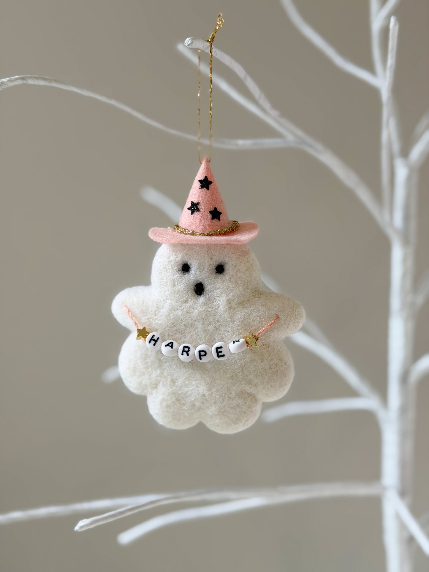 Halloween Ornament - Ghost Wizard with Personalised Garland