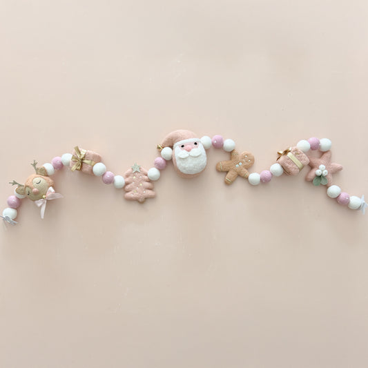 Santa and Friends Christmas Garland - Pink