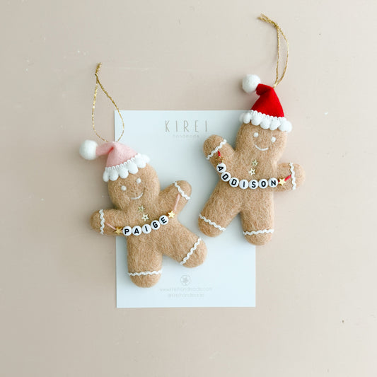 Christmas Ornament - Gingerbread Kid with Santa's Hat | Personalisation | 2 Options