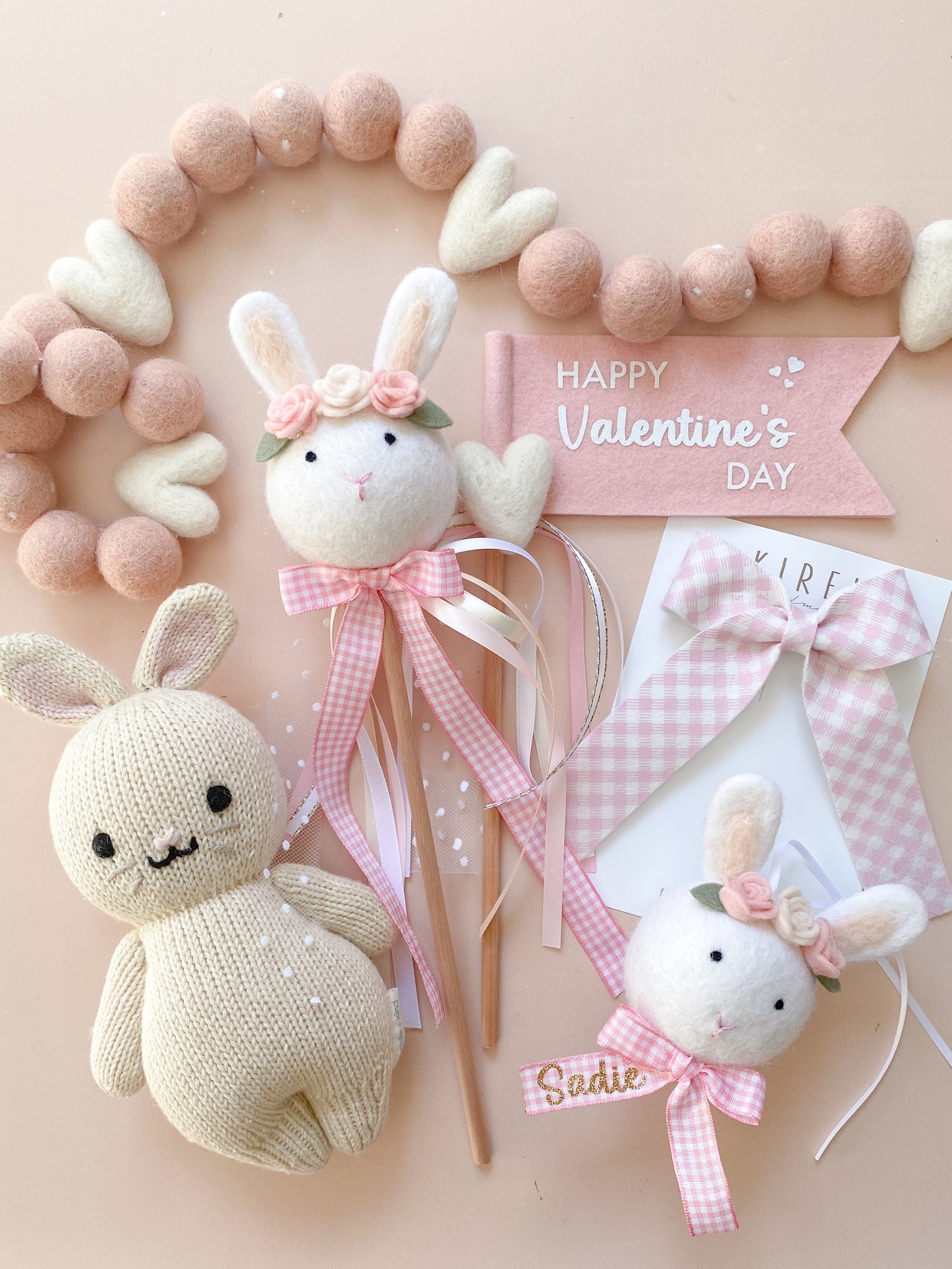 Bunny Wand - Pink Flower Crown