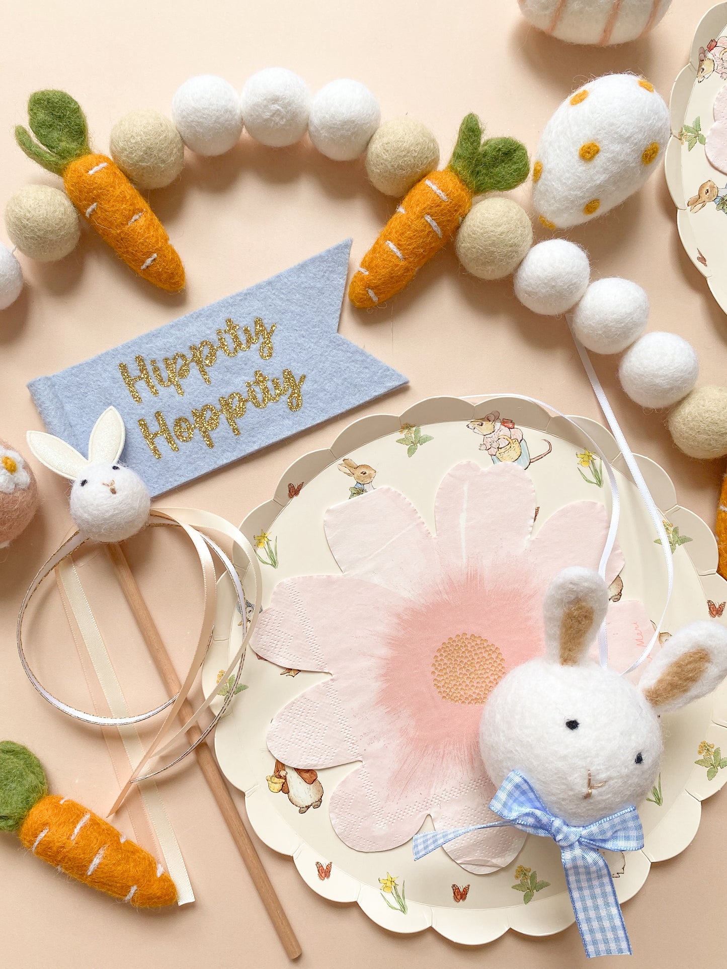 Bunny Ornament/ Hanging Decoration - Blue Gingham Bow | Personalisation