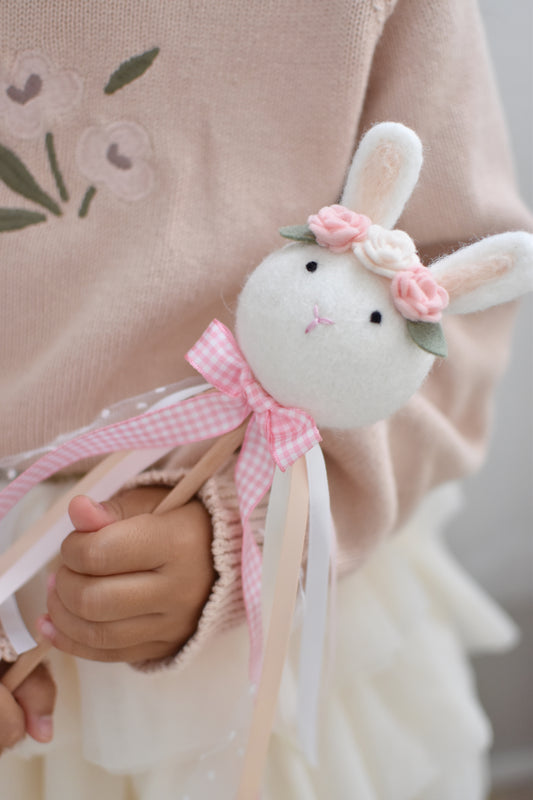 Bunny Wand - Pink Flower Crown