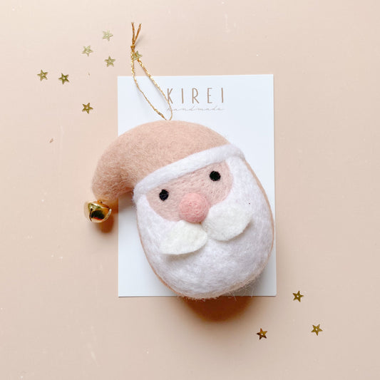 wool felted pink santa christmas ornament