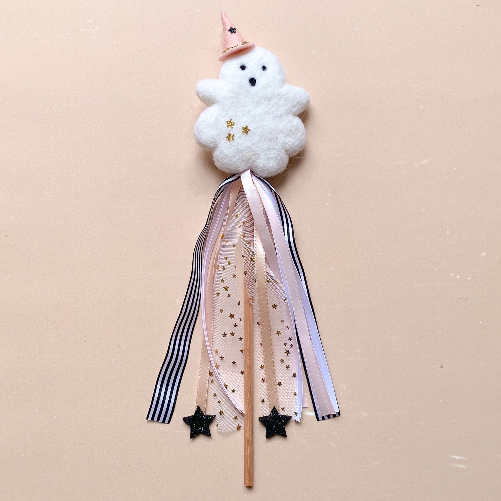 ghost with pink witch hat wand 