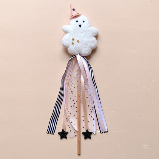 ghost with pink witch hat wand 