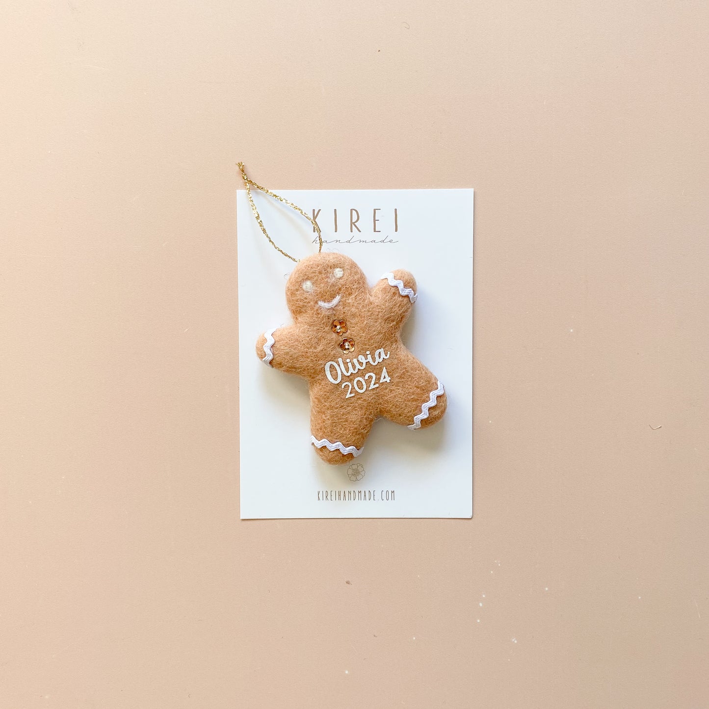 * RESTOCK COMING SOON* Personalised Christmas Ornament - Gingerbread Kid with Daisy Buttons