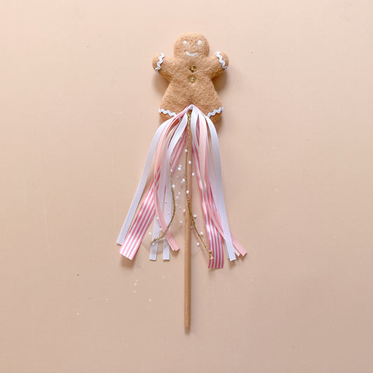 Christmas Wand - Gingerbread Kid with Daisy Buttons