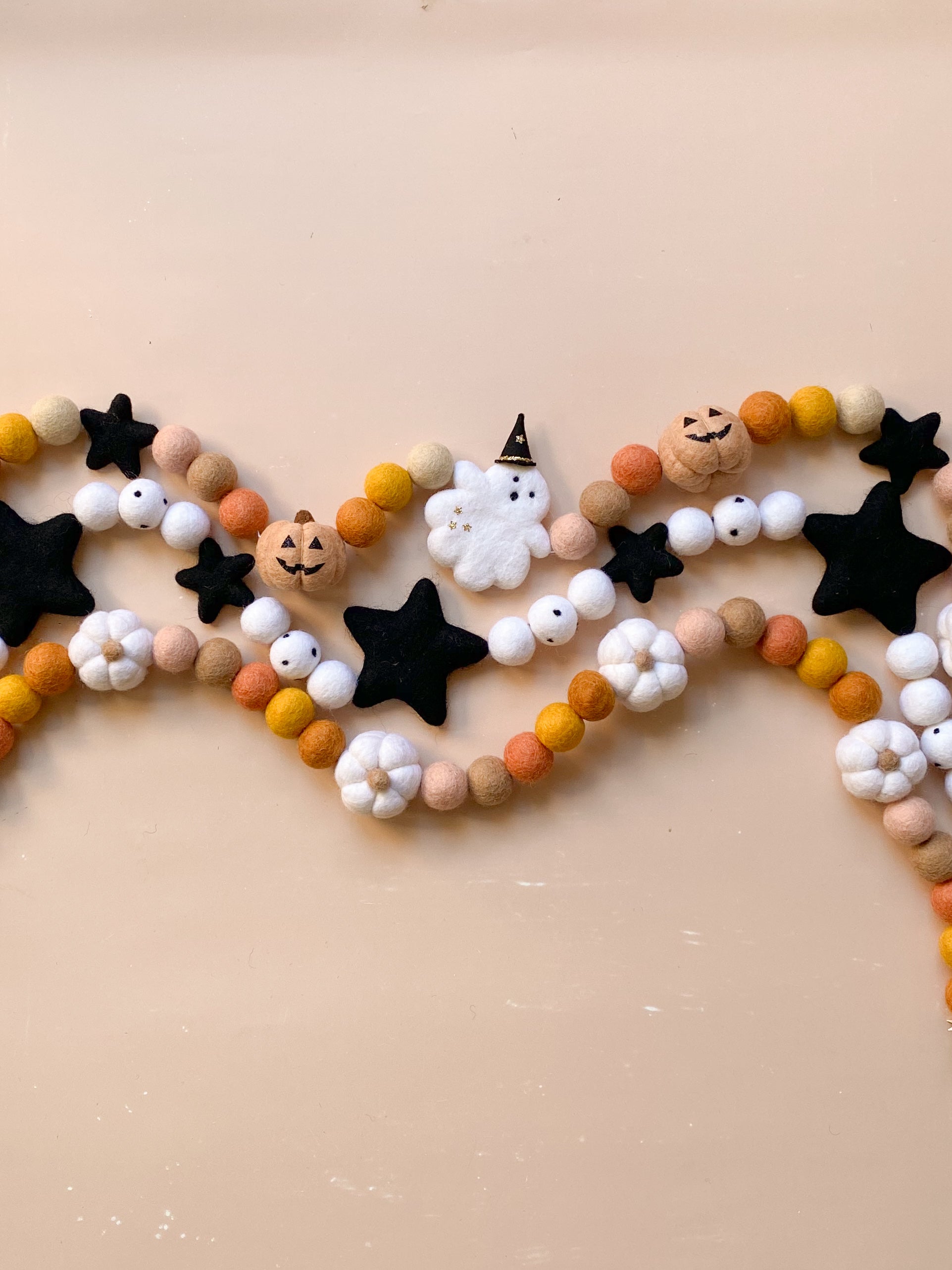 Halloween themed wool felt ball garlands 