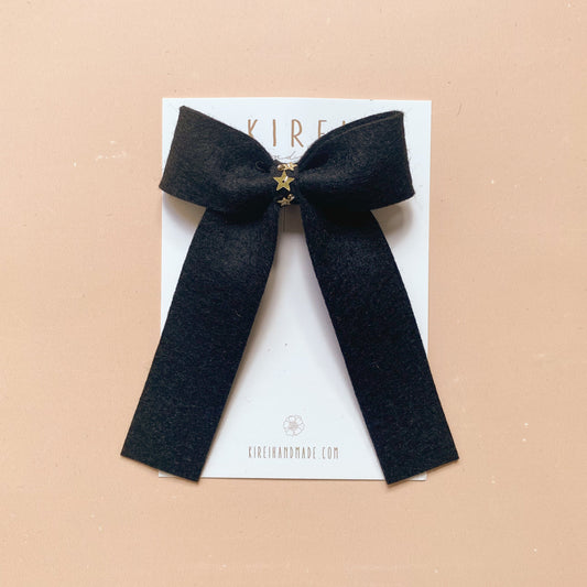 handmade wool felt black bow