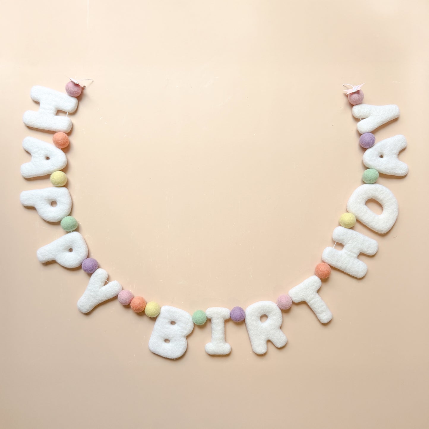 Happy Birthday Felt Garland - Pastel Pom Pom