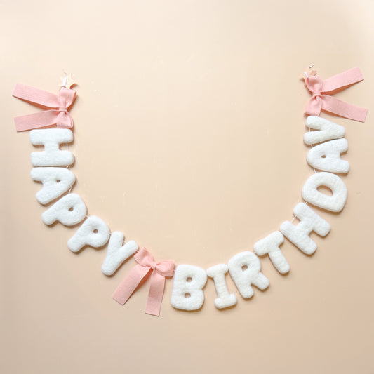 Happy Birthday Felt Garland - Bow | Customisable