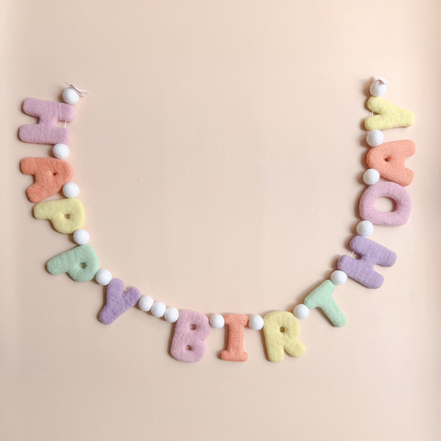 Pastel Happy Birthday Felt Garland - Pom Pom