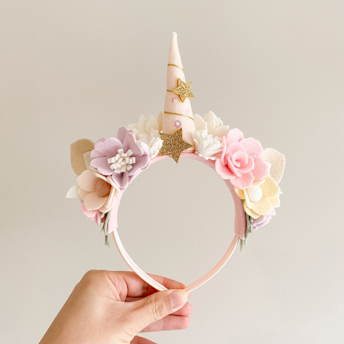 Pink Beaded Unicorn Headband | Statement Crown | Handmade NWT Unicorn Crown - Pink – Kirei handmade main image 3