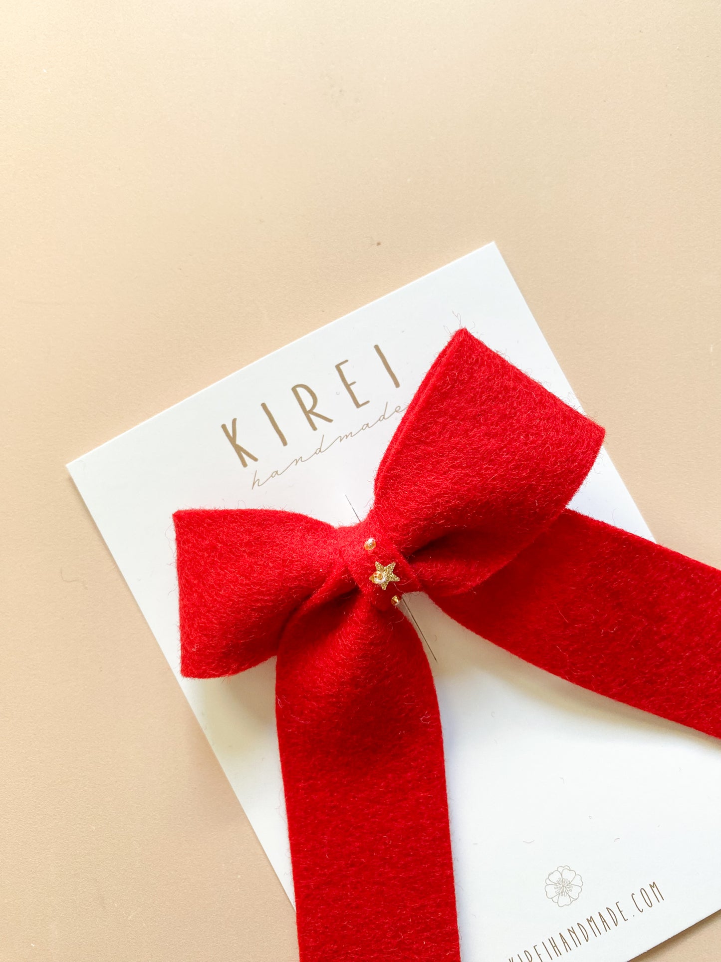 Personalised Christmas Bow Hair Clip - Red