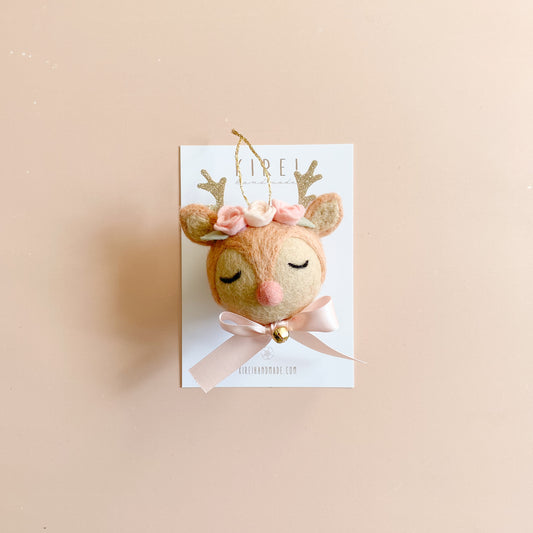 Personalised Christmas Ornament - Reindeer with Pink Nose