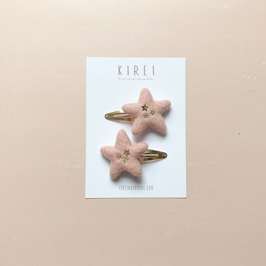 Twinkle Star Snap Clips (Set of 2) - Ballet Pink