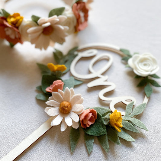 Harvest Daisy Cake Topper *Multiple words to choose from*