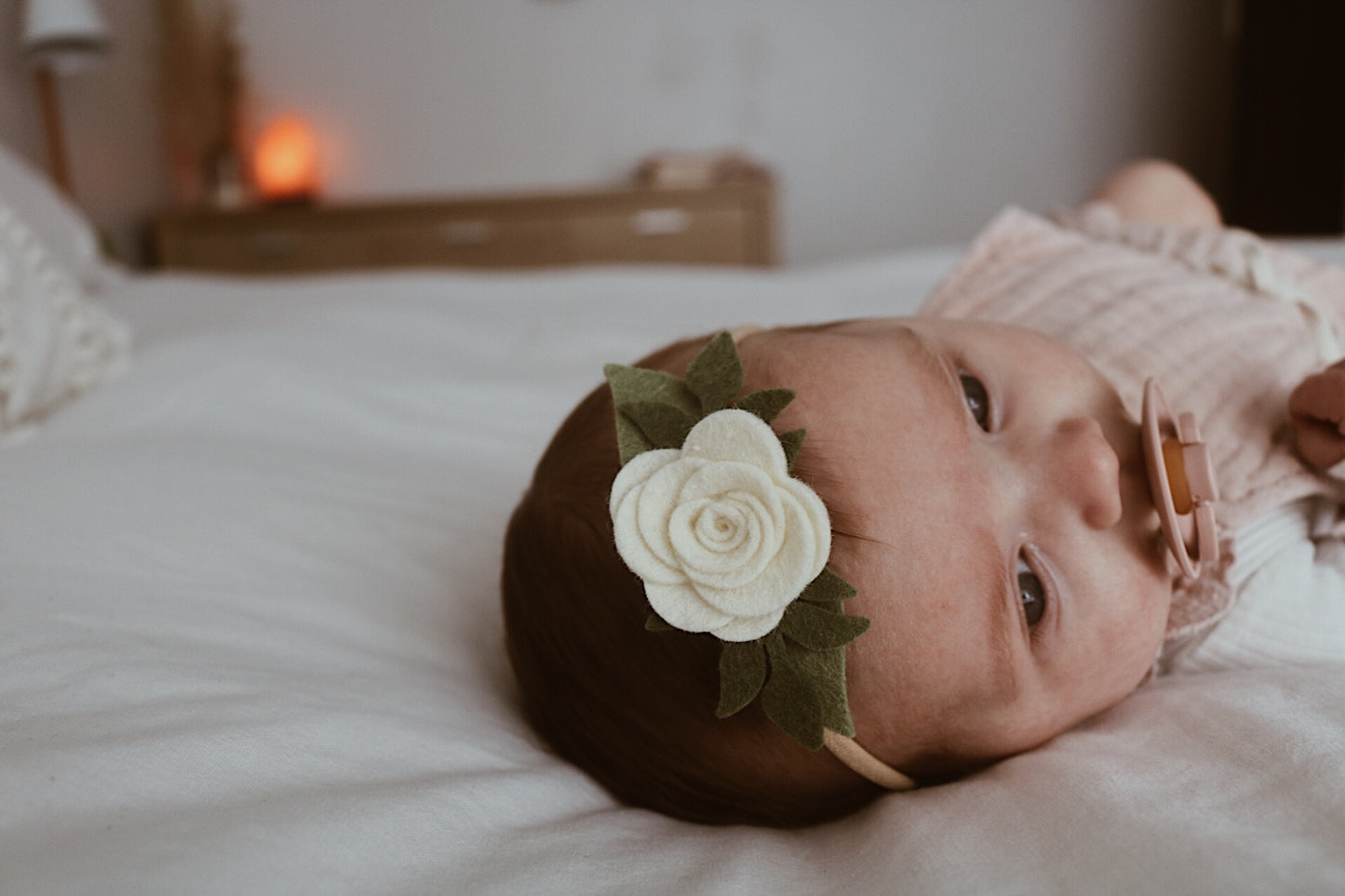 Baby Rose Headband/ Hair clip - Ivory