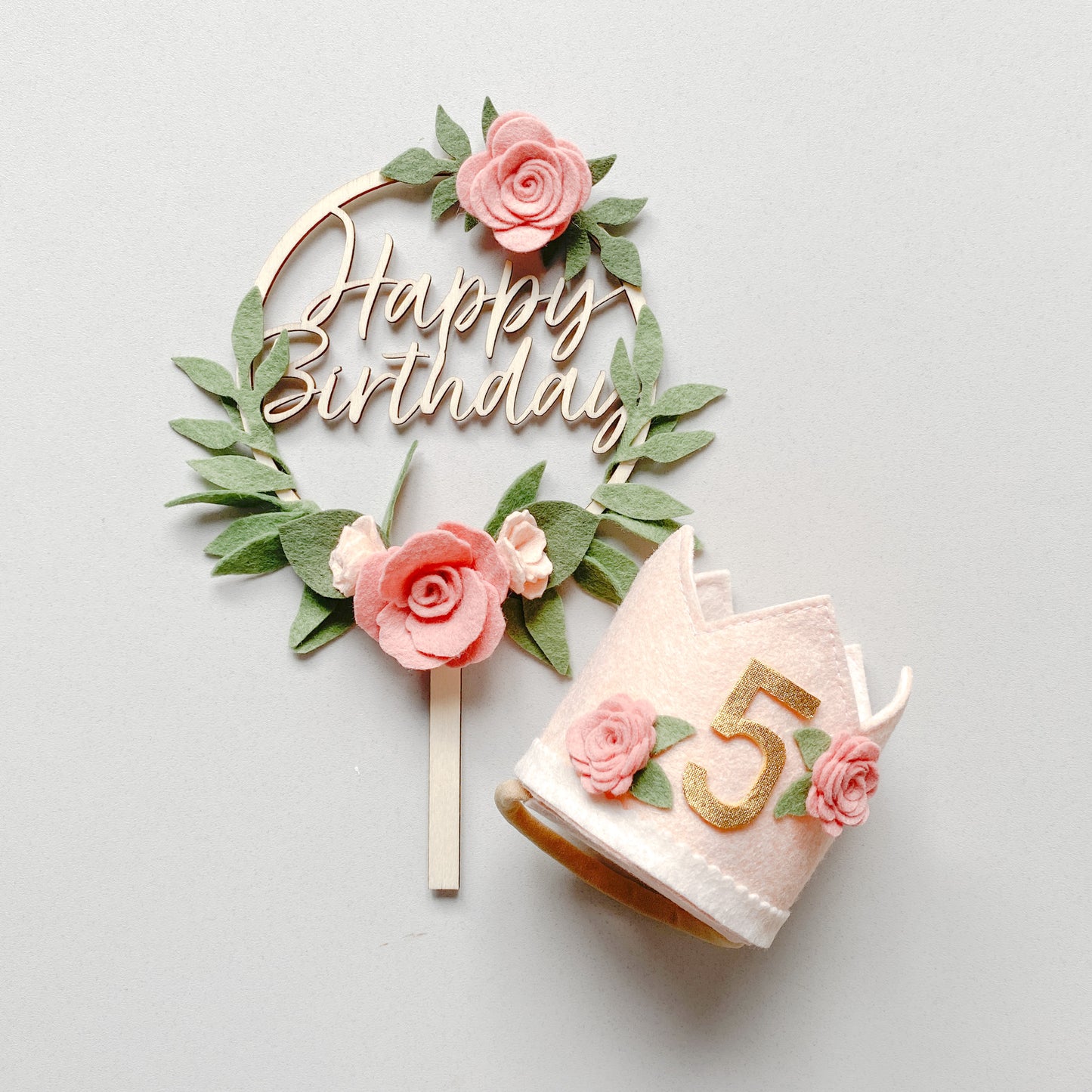 Rose Cake Topper *Multiple words to choose from*